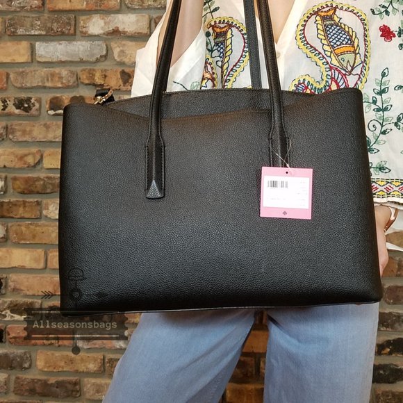 kate spade Bags Kate Spade Margaux Leather Work Tote Black Laptop